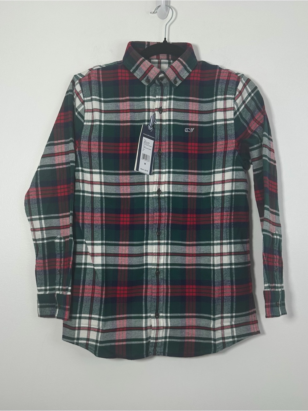 Vineyard Vines Boys Flannel Plaid Button Down Shirt Charleston Green Size M NWT